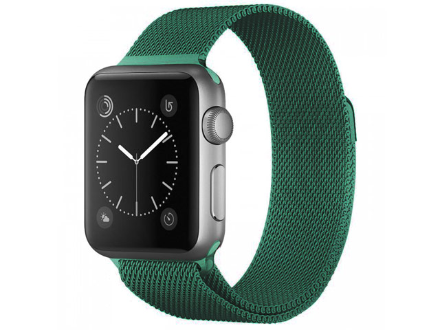 Ремешок для часов Synapse Milanese Loop для Apple Watch (42/44/45 мм, зеленый, стальной)