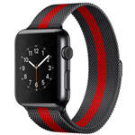 Ремешок для часов Synapse Milanese Loop для Apple Watch (42/44/45 мм, черный/красный, стальной)