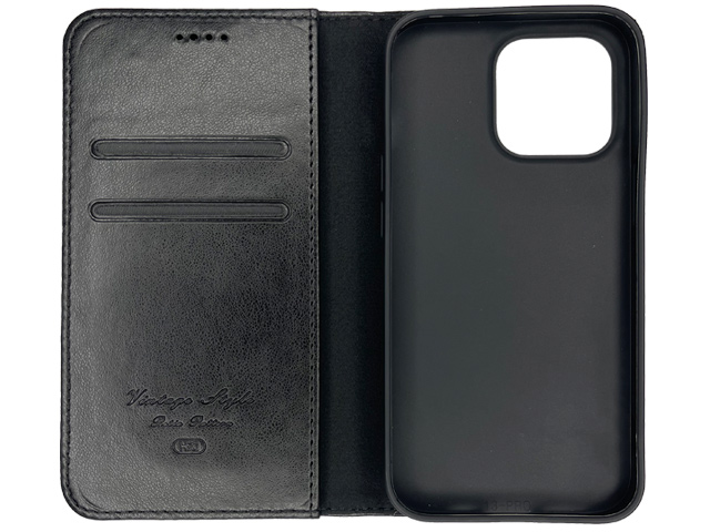 Чехол HDD Wallet Phone case для Apple iPhone 14 pro max (черный, кожаный)