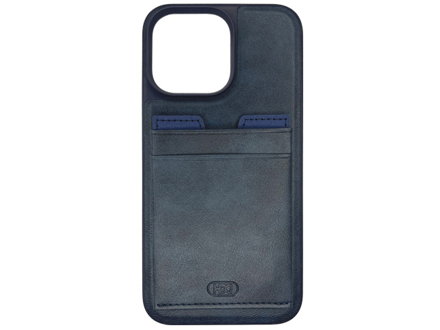 Чехол HDD Luxury Card Slot Case для Apple iPhone 14 pro max (темно-синий, кожаный)