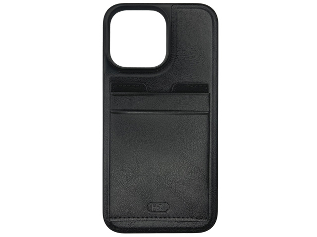 Чехол HDD Luxury Card Slot Case для Apple iPhone 14 pro max (черный, кожаный)