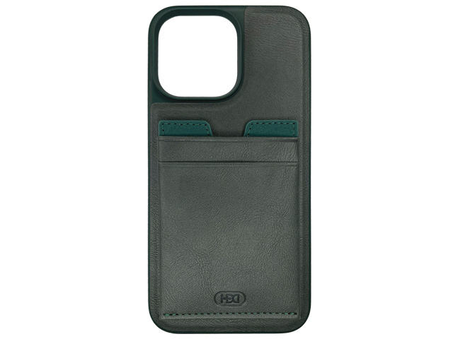 Чехол HDD Luxury Card Slot Case для Apple iPhone 14 plus (темно-зеленый, кожаный)