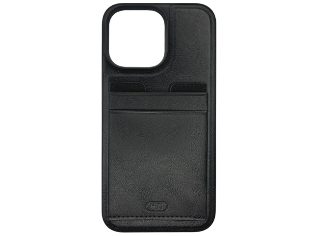 Чехол HDD Luxury Card Slot Case для Apple iPhone 14 plus (черный, кожаный)