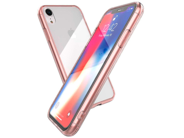 Чехол X-doria Glass Plus для Apple iPhone XR (розовый, гелевый/стеклянный)