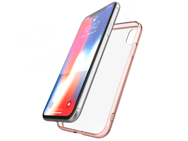 Чехол X-doria Glass Plus для Apple iPhone XR (розовый, гелевый/стеклянный)