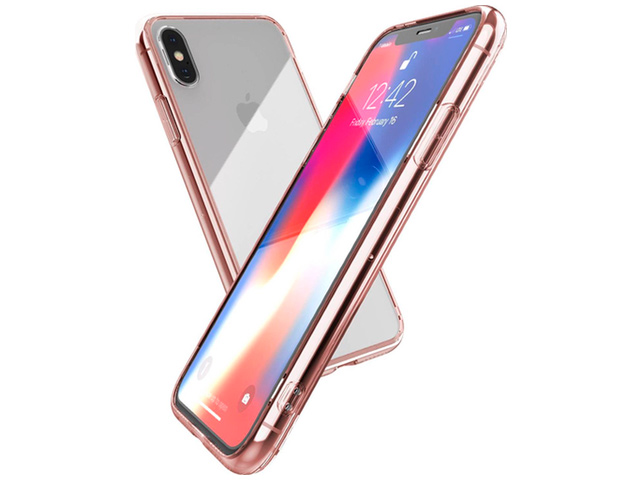 Чехол X-doria Glass Plus для Apple iPhone XS (розовый, гелевый/стеклянный)