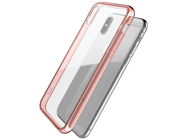 Чехол X-doria Glass Plus для Apple iPhone XS (розовый, гелевый/стеклянный)