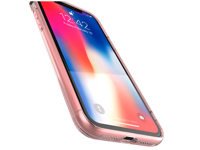 Чехол X-doria Glass Plus для Apple iPhone XS (розовый, гелевый/стеклянный)