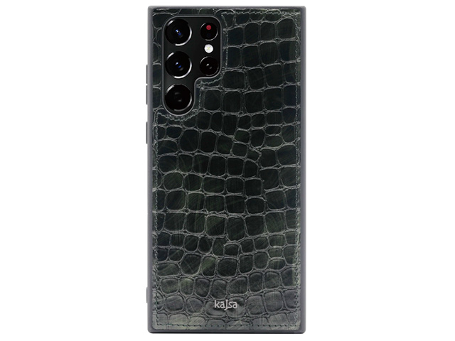 Чехол Kajsa Glamorous Stone Series для Samsung Galaxy S23 ultra (темно-зеленый, кожаный)