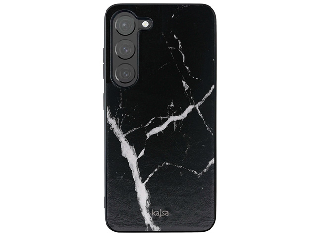 Чехол Kajsa Preppie Marble Series для Samsung Galaxy S23 plus (черный, кожаный)