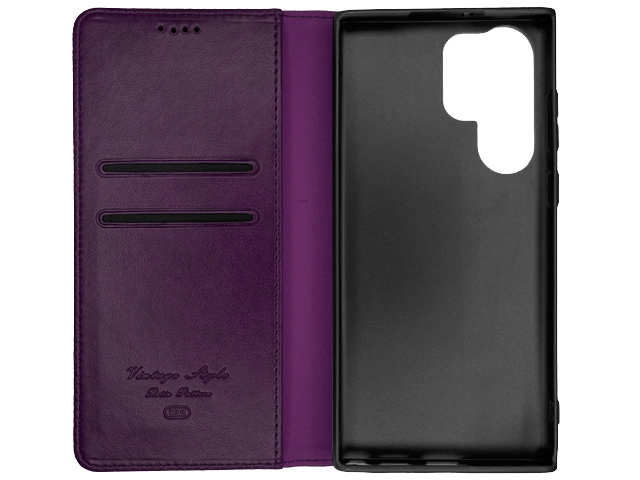 Чехол HDD Wallet Phone case для Samsung Galaxy S23 ultra (фиолетовый, кожаный)