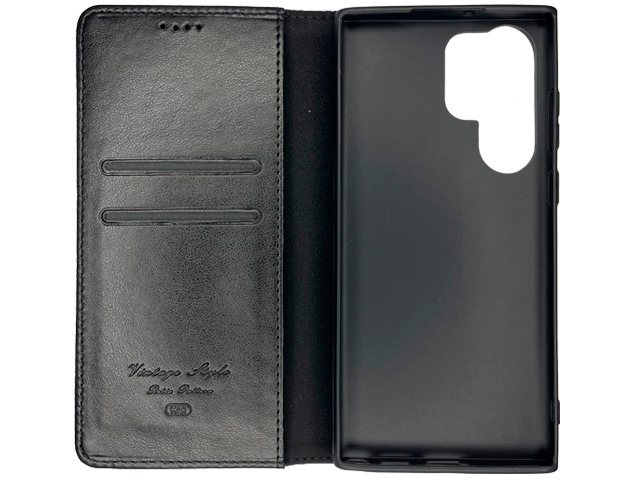 Чехол HDD Wallet Phone case для Samsung Galaxy S23 ultra (черный, кожаный)