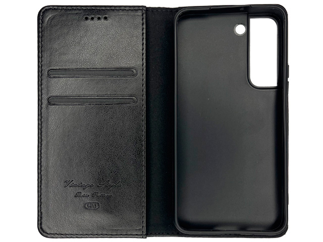 Чехол HDD Wallet Phone case для Samsung Galaxy S23 (черный, кожаный)