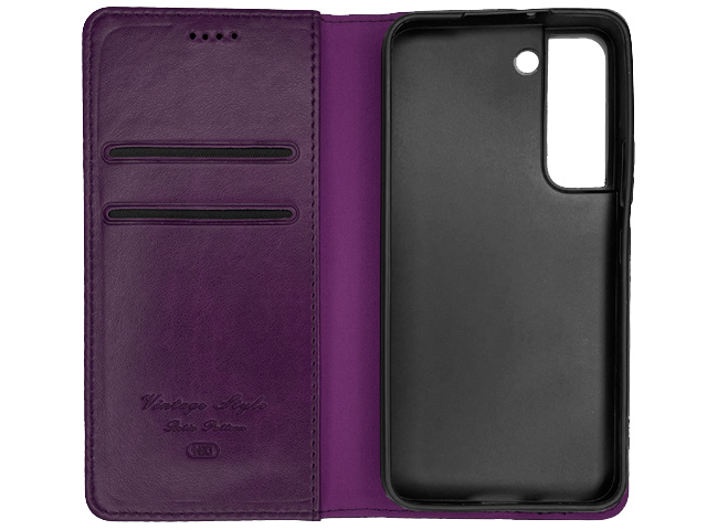 Чехол HDD Wallet Phone case для Samsung Galaxy S22 (фиолетовый, кожаный)