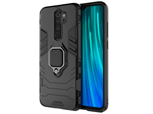 Чехол Yotrix Defender Ring для Xiaomi Redmi Note 8 pro (черный, пластиковый)