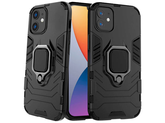 Чехол Yotrix Defender Ring для Apple iPhone 11 (черный, пластиковый)