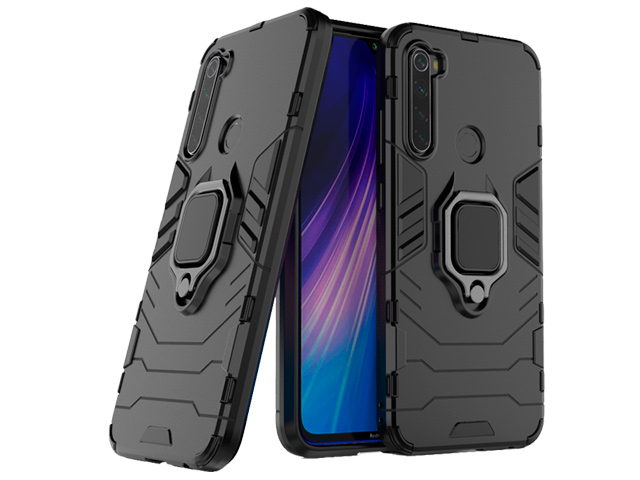 Чехол Yotrix Defender Ring для Xiaomi Redmi Note 8 (черный, пластиковый)