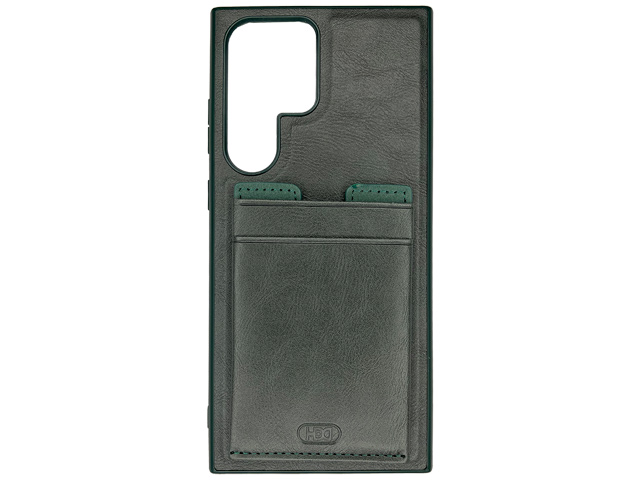Чехол HDD Luxury Card Slot Case для Samsung Galaxy S23 ultra (темно-зеленый, кожаный)