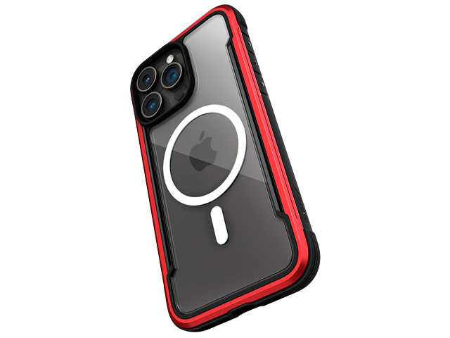 Чехол Raptic Defense Shield для Apple iPhone 15 pro (красный, маталлический, MagSafe)