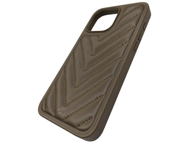 Чехол HDD Stylish Case для Apple iPhone 15 (темно-коричневый, кожаный)