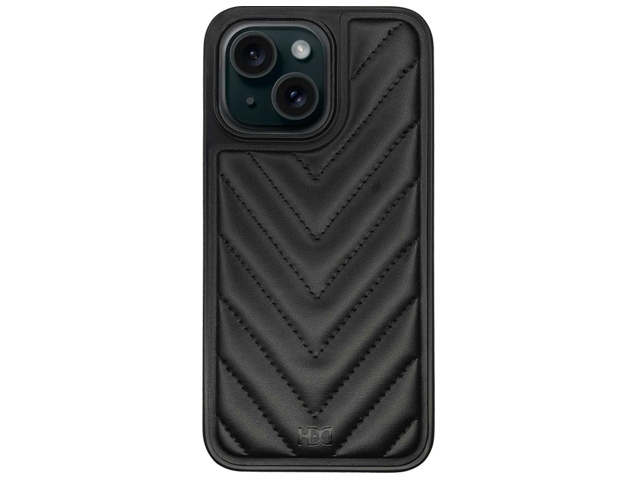 Чехол HDD Stylish Case для Apple iPhone 15 (черный, кожаный)