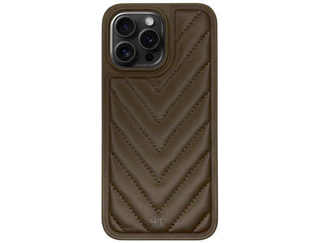 Чехол HDD Stylish Case для Apple iPhone 15 pro (темно-коричневый, кожаный)