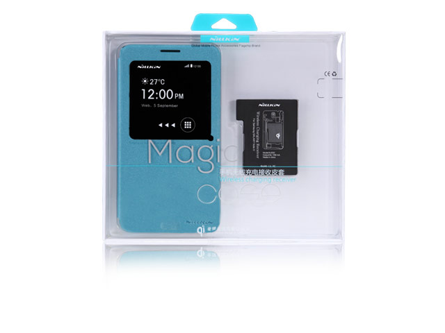 Чехол Nillkin Magic Leather case для Samsung Galaxy Note 3 N9000 (синий, адаптер QI, кожанный)