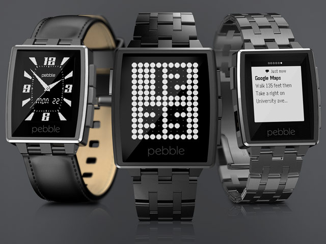Электронные наручные часы Pebble Steel Smartwatch (черные, стальные)