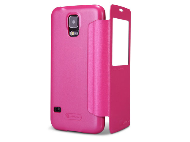 Чехол Nillkin Sparkle Leather Case для Samsung Galaxy S5 i9600 (розовый, кожаный)