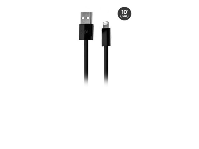 USB-кабель X-Doria Fuse XL Lightning Cable (черный, 3 м, Lightning, MFi)