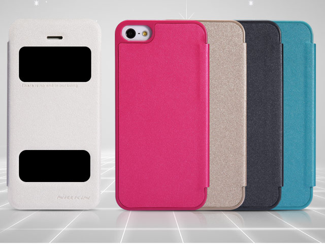 Чехол Nillkin Sparkle Leather Case для Apple iPhone 5/5S (золотистый, кожаный)