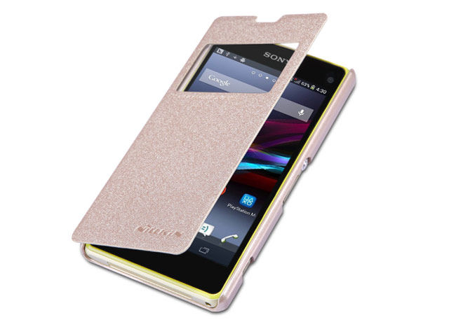 Чехол Nillkin Sparkle Leather Case для Sony Xperia Z1 compact M51W (золотистый, кожаный)