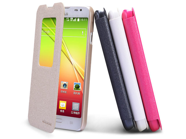 Чехол Nillkin Sparkle Leather Case для LG L70 D325 (черный, кожаный)