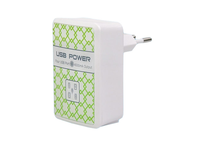 Зарядное устройство Yotrix USB Power Adapter универсальное (сетевое, 4A, 4xUSB, белое)