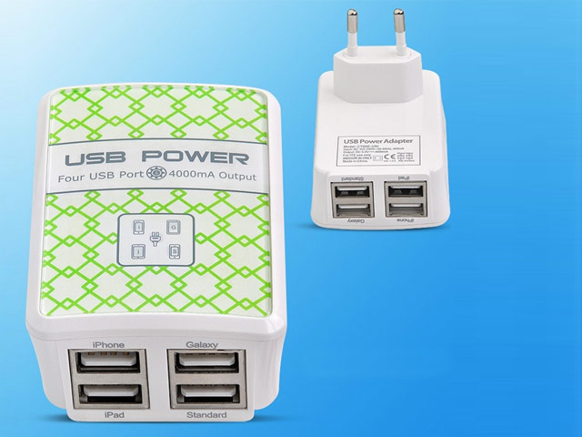 Зарядное устройство Yotrix USB Power Adapter универсальное (сетевое, 4A, 4xUSB, белое)