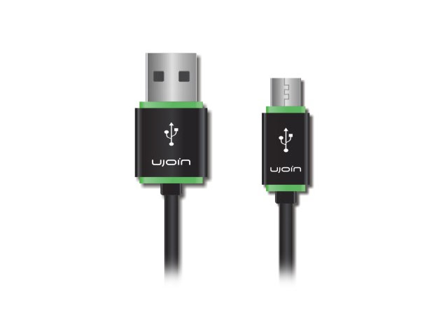 USB-кабель Ujoin V-Data Cable универсальный (черный/зеленый, microUSB, 1.2 м)