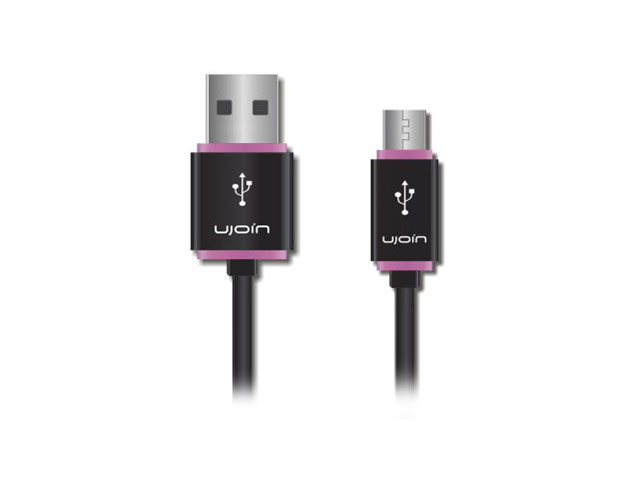 USB-кабель Ujoin V-Data Cable универсальный (черный/розовый, microUSB, 1.2 м)