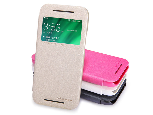 Чехол Nillkin Sparkle Leather Case для HTC One mini 2 (HTC M8 mini) (розовый, кожаный)