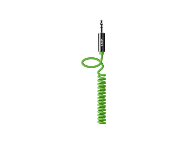 AUX-кабель Belkin Mixit Coiled 6' cable (зеленый, 1,8 м, разъемы 3.5 мм, пружина)
