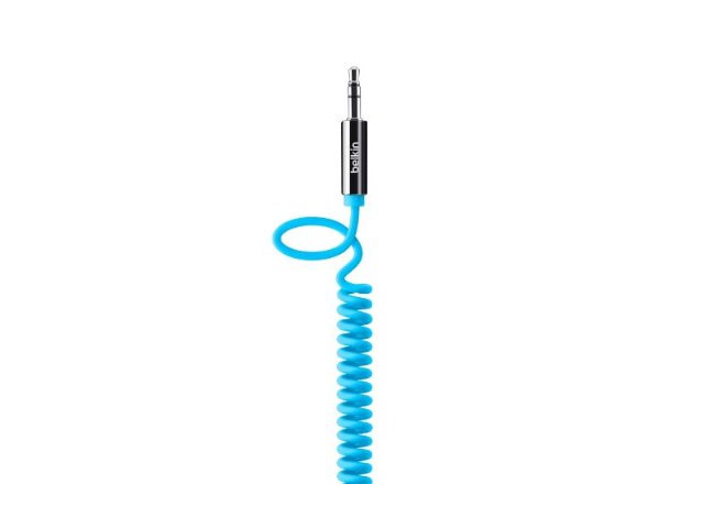 AUX-кабель Belkin Mixit Coiled 6' cable (голубой, 1,8 м, разъемы 3.5 мм, пружина)