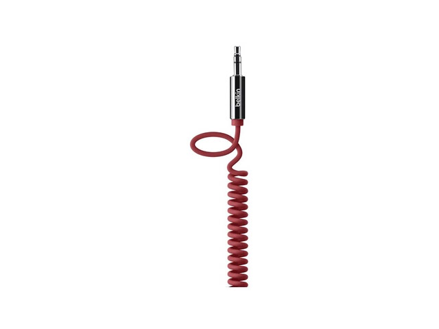 AUX-кабель Belkin Mixit Coiled 6' cable (красный, 1,8 м, разъемы 3.5 мм, пружина)