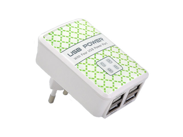 Зарядное устройство Yotrix USB Power Adapter универсальное (сетевое, 2.4A, 4xUSB, белое)