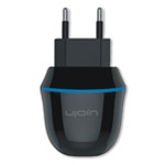 Зарядное устройство Ujoin V-Travel Charger универсальное (сетевое, 2.1A, черное/голубое)