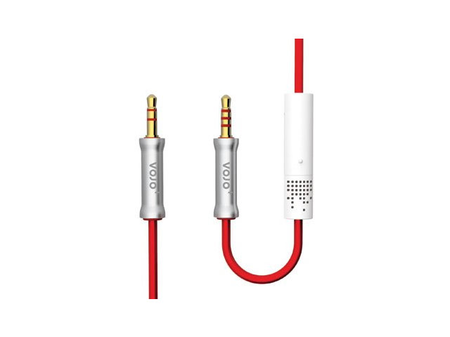 AUX-кабель Vojo Hotline Audio Cable (красный, 1 м, разъемы 3.5 мм, пружина, пульт/микрофон)