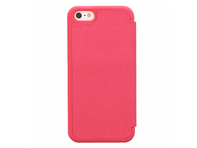 Чехол Mercury Goospery WOW Bumper View для Apple iPhone 5/5S (малиновый, кожаный)