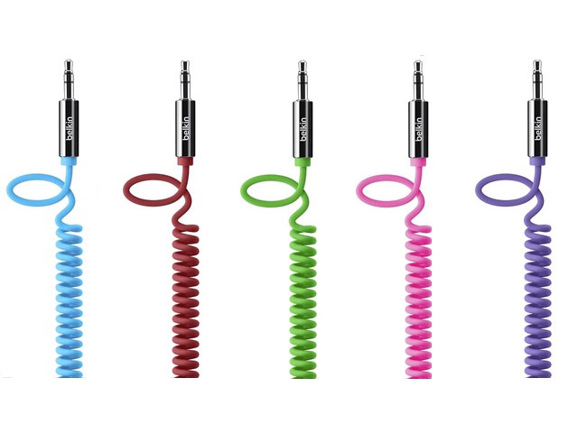 AUX-кабель Belkin Mixit Coiled 6' cable (розовый, 1,8 м, разъемы 3.5 мм, пружина)