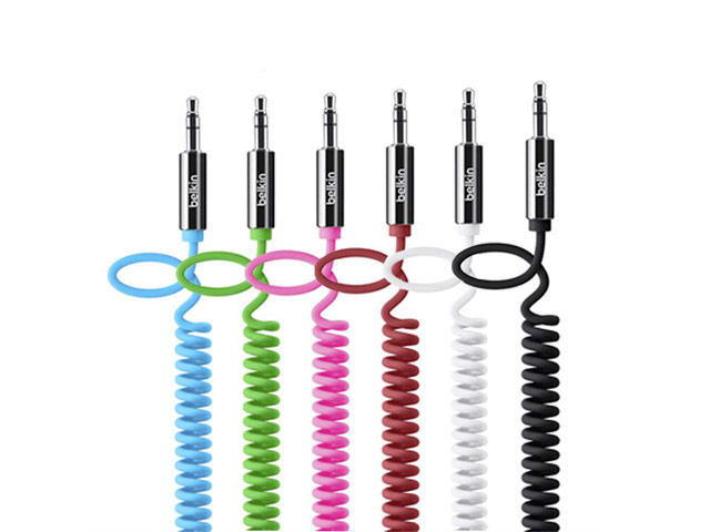 AUX-кабель Belkin Mixit Coiled 6' cable (розовый, 1,8 м, разъемы 3.5 мм, пружина)