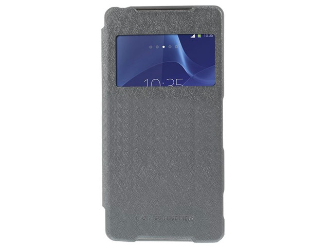 Чехол Mercury Goospery WOW Bumper View для Sony Xperia Z2 L50t (серый, кожаный)