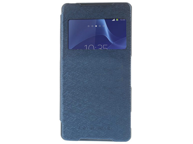 Чехол Mercury Goospery WOW Bumper View для Sony Xperia Z2 L50t (синий, кожаный)