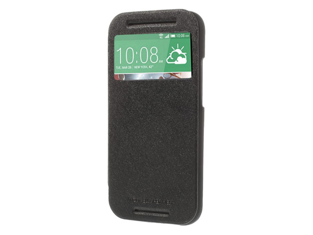 Чехол Mercury Goospery WOW Bumper View для HTC new One (HTC M8) (черный, кожаный)